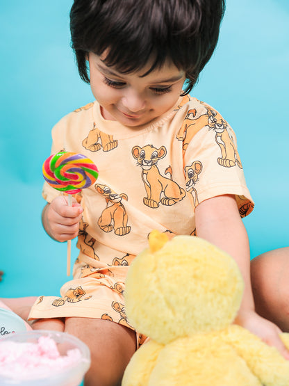 Lion Cub Print Half Sleeve Tshirt & Short Co-Ord Set