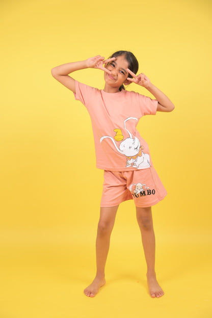 Dumbo Print Half Sleeve Tshirt & Short Co-Ord Set