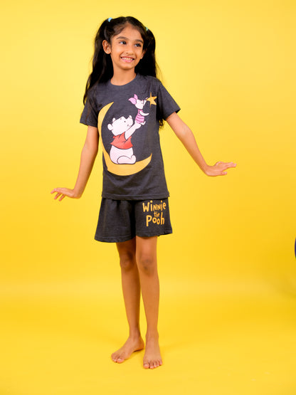 Pooh & Piglet Print Half Sleeve Tshirt & Short Co-Ord Set