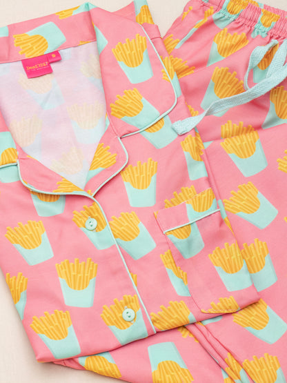 French Fries Pajama Set for Women