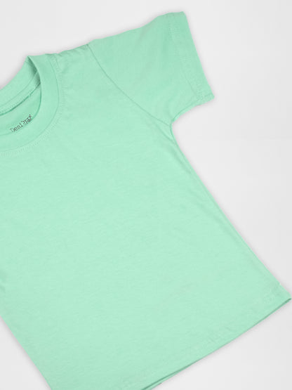 Classic Plain Mint Green Half Sleeve Tshirt & Short Co-Ord Set