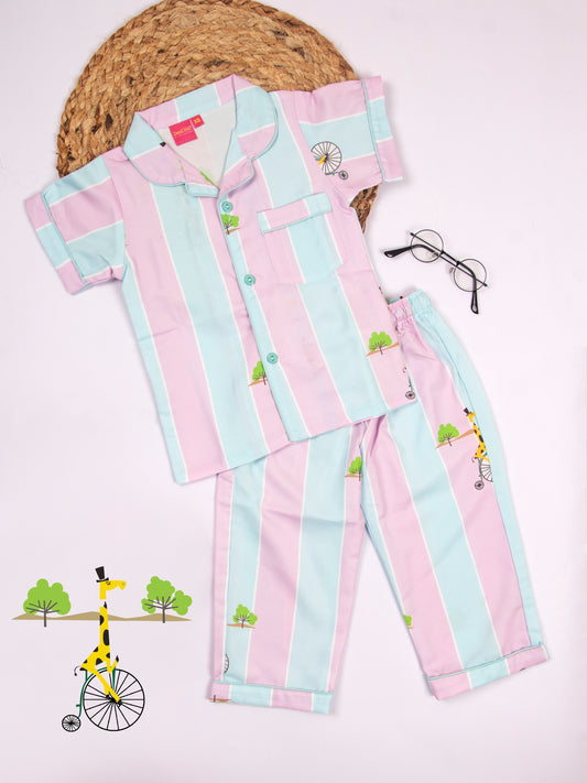 Giraffe Striped Pajama Set for Kids