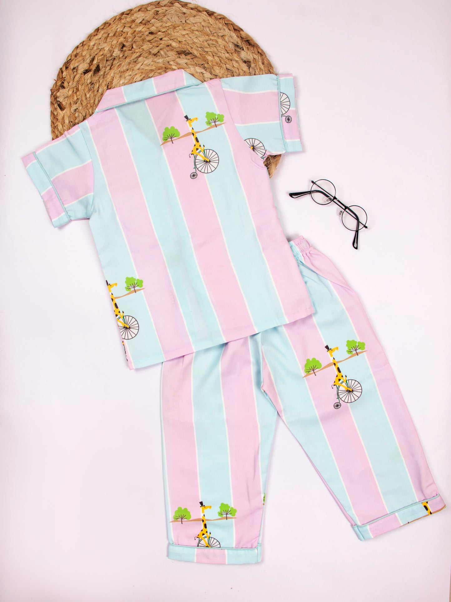 Giraffe Striped Pajama Set for Kids