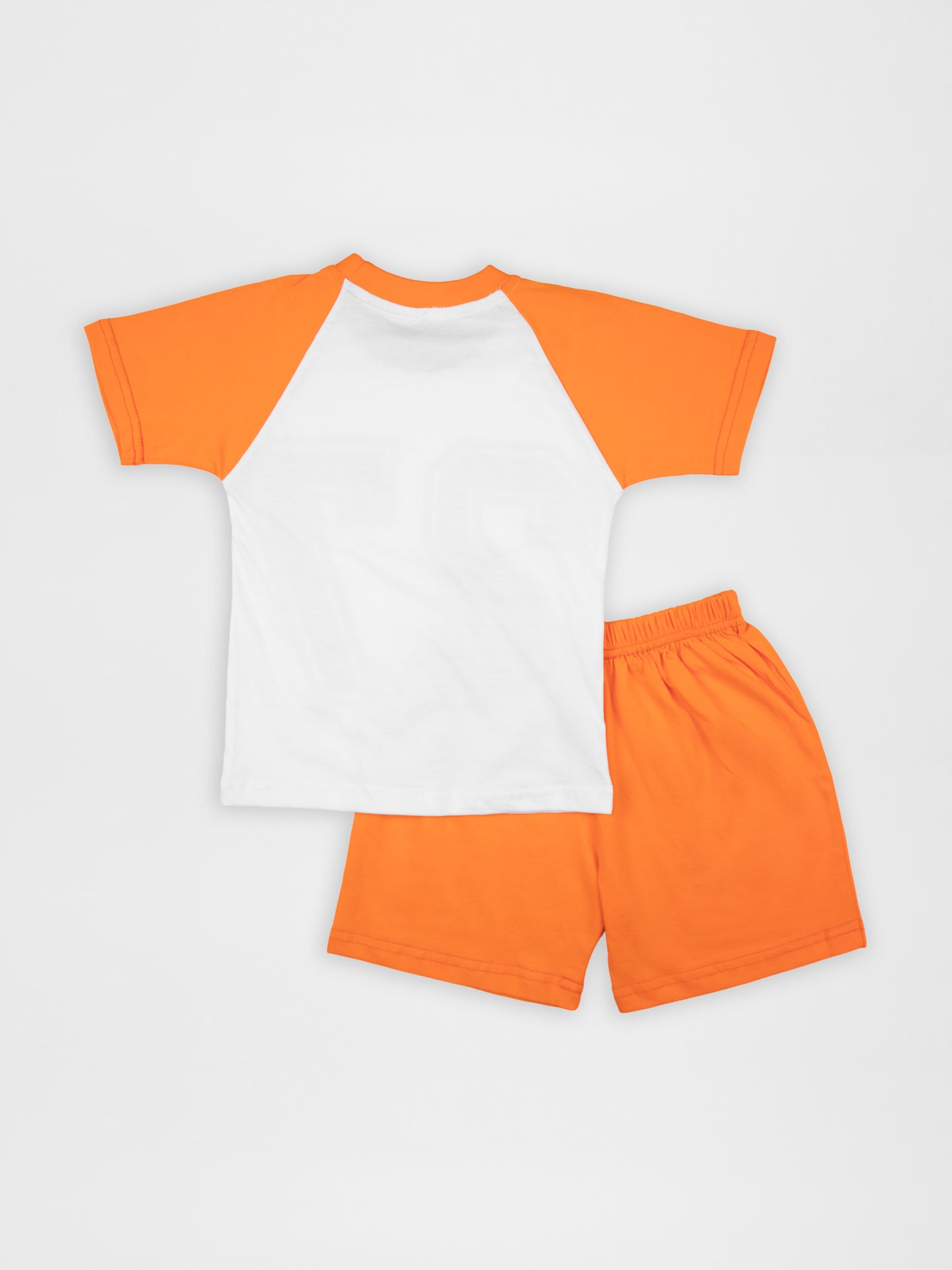 Orange 27 Print Half Sleeve Tshirt & Short Co-Ord Set