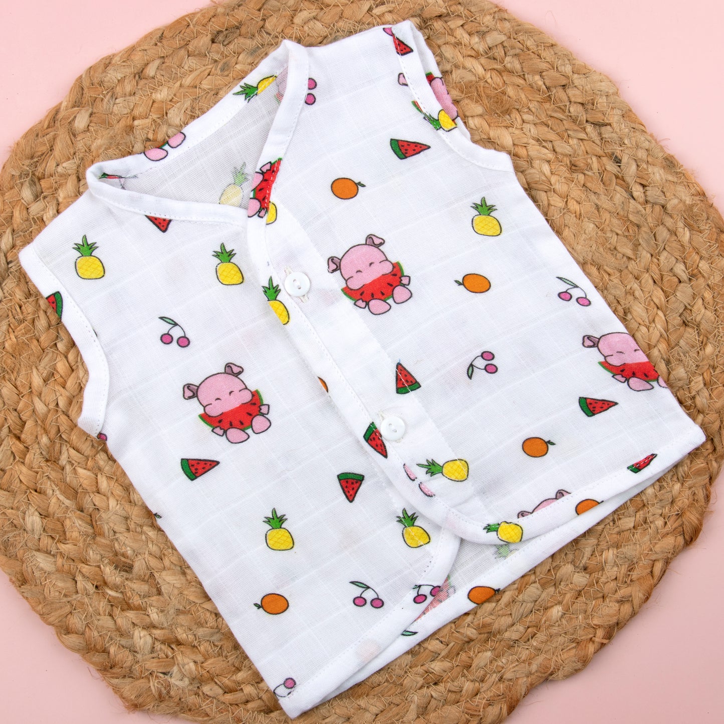 Nom Nom Fruits Bamboo Muslin Jhabla & Langot for Baby