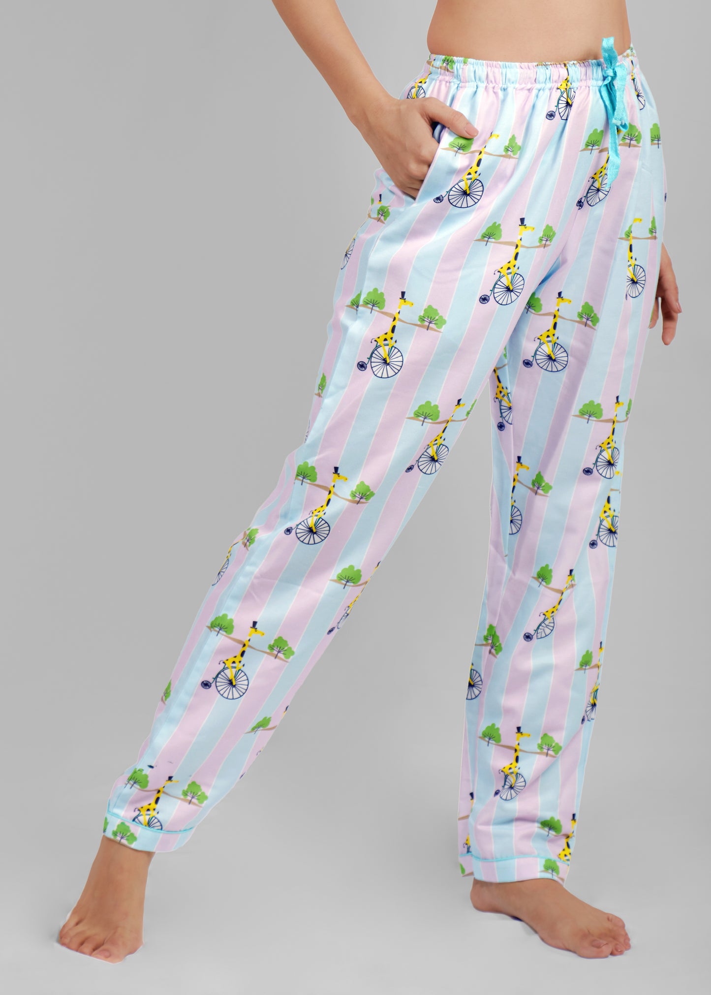 Giraffe On Wheels Pajama Set for Women