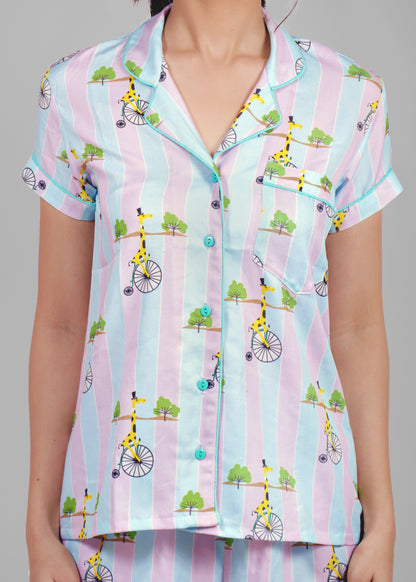 Giraffe on Wheels Short & Shirt Set for Women