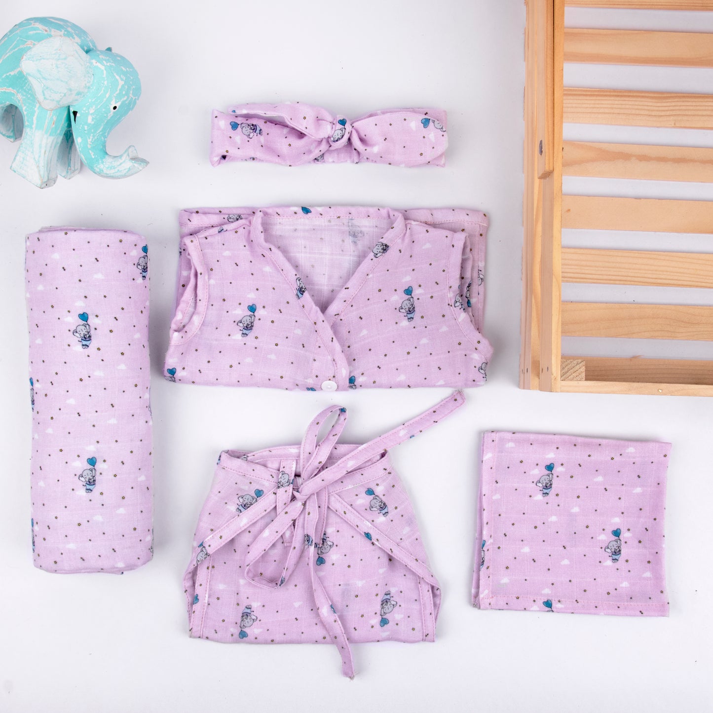 Elephant Bamboo Muslin Baby Girl/Boy Gift Set