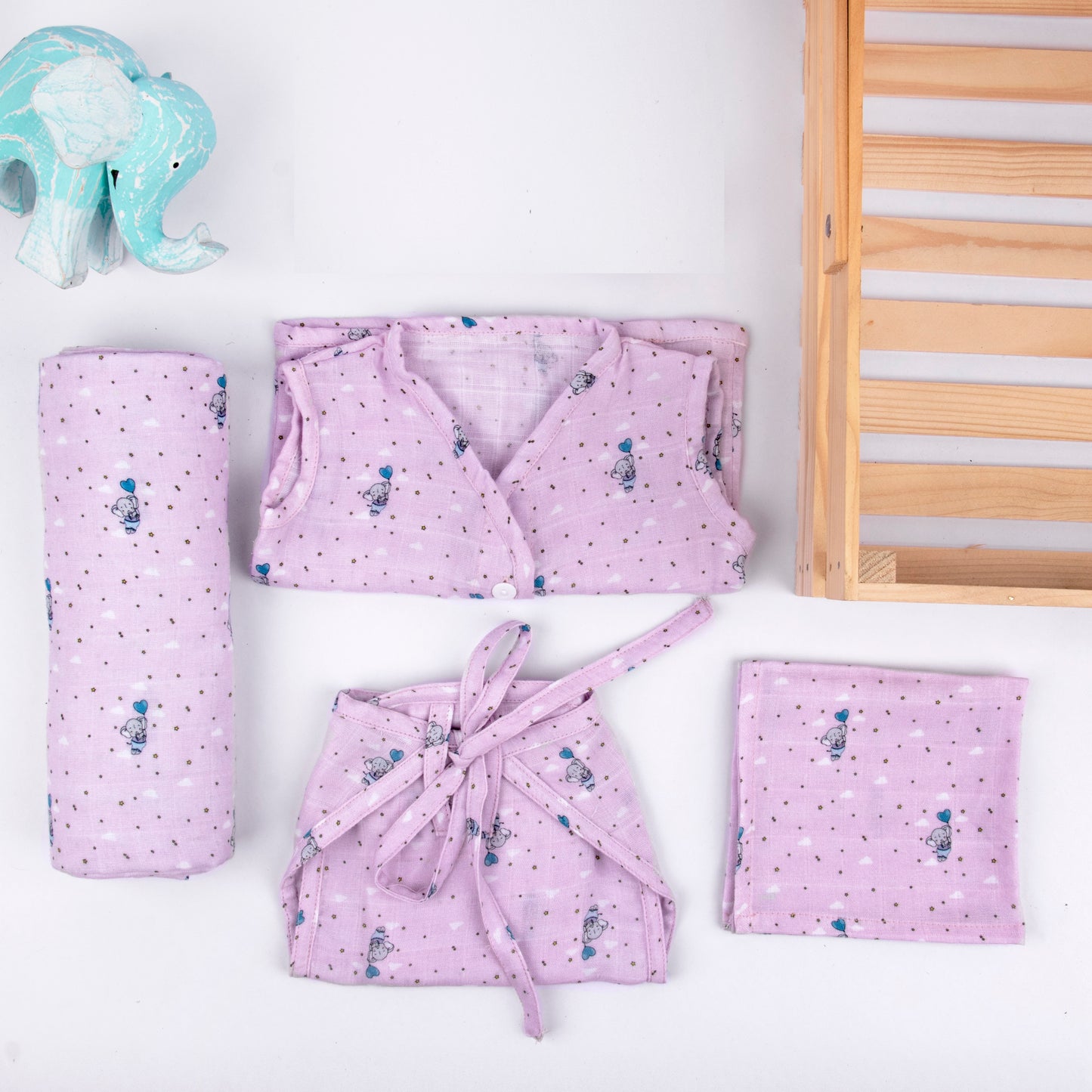 Elephant Bamboo Muslin Baby Girl/Boy Gift Set