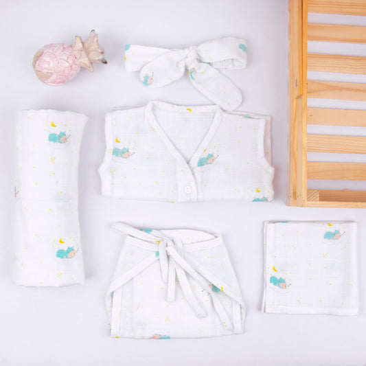 Hippo Bamboo Muslin Baby Girl/Boy Gift Set