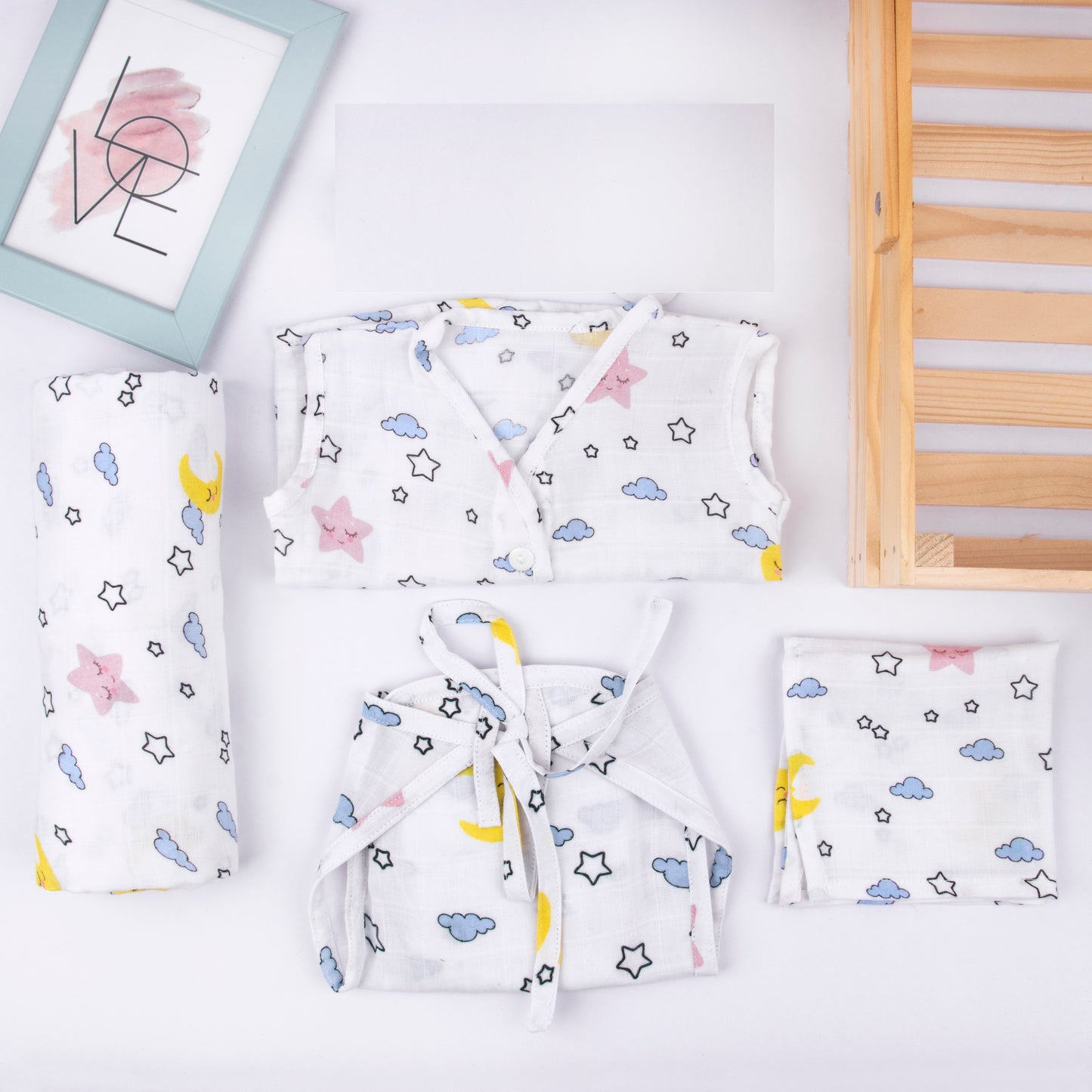 Night Sky Bamboo Muslin Baby Girl/Boy Gift Set