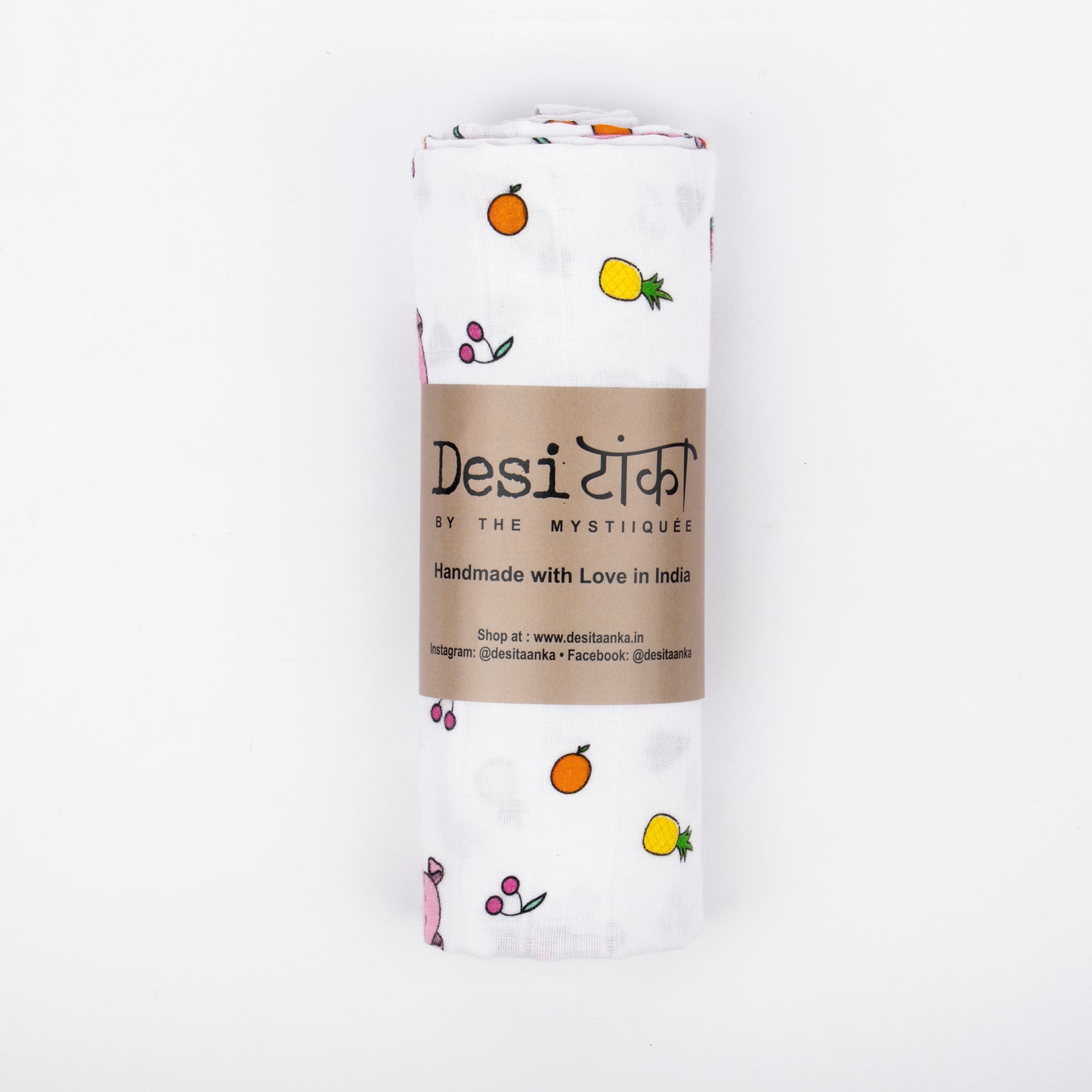 Nom Nom Fruits Bamboo Muslin Jhabla And Swaddle for Baby