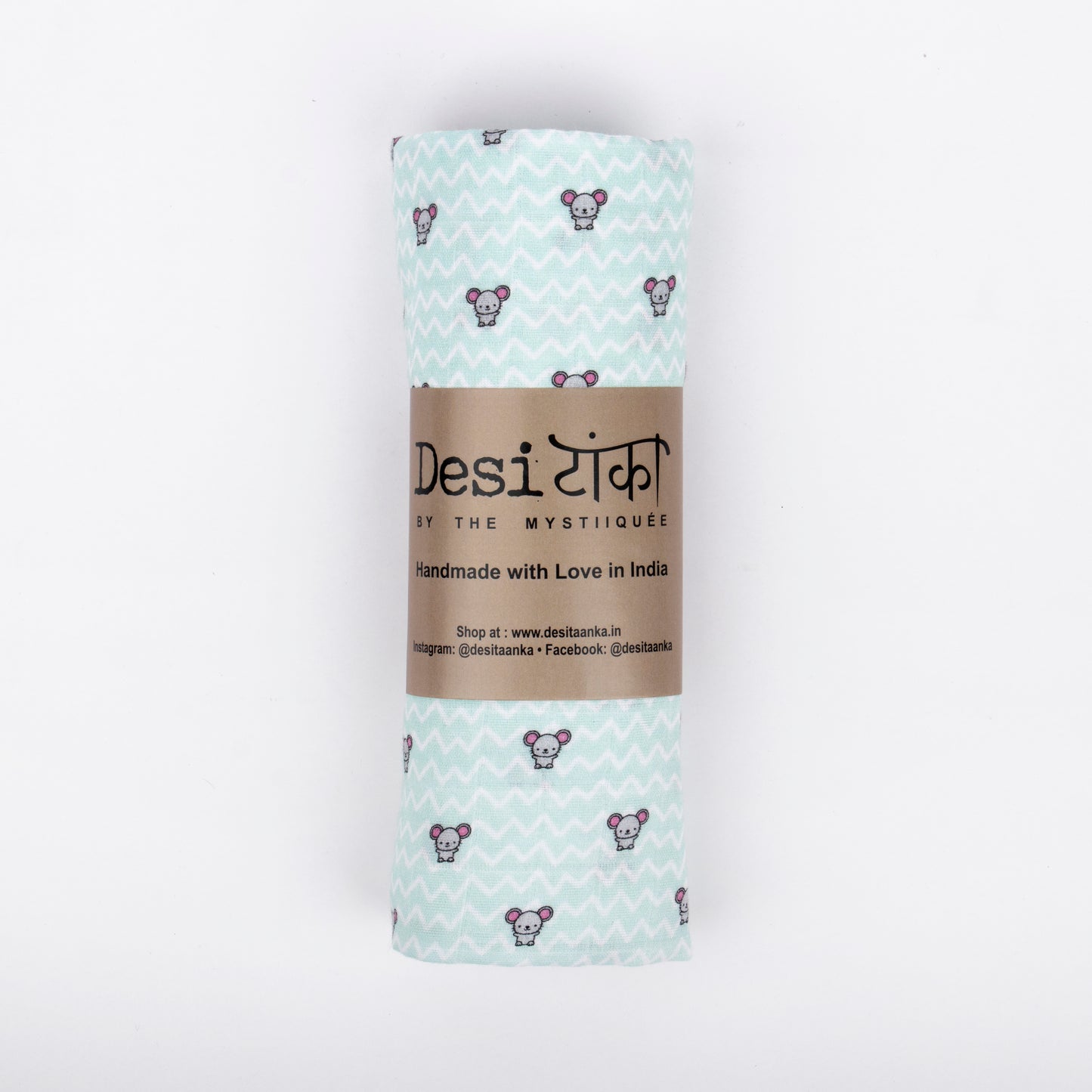 Mouse Bamboo Muslin Jabla & Swaddle Set for New Born